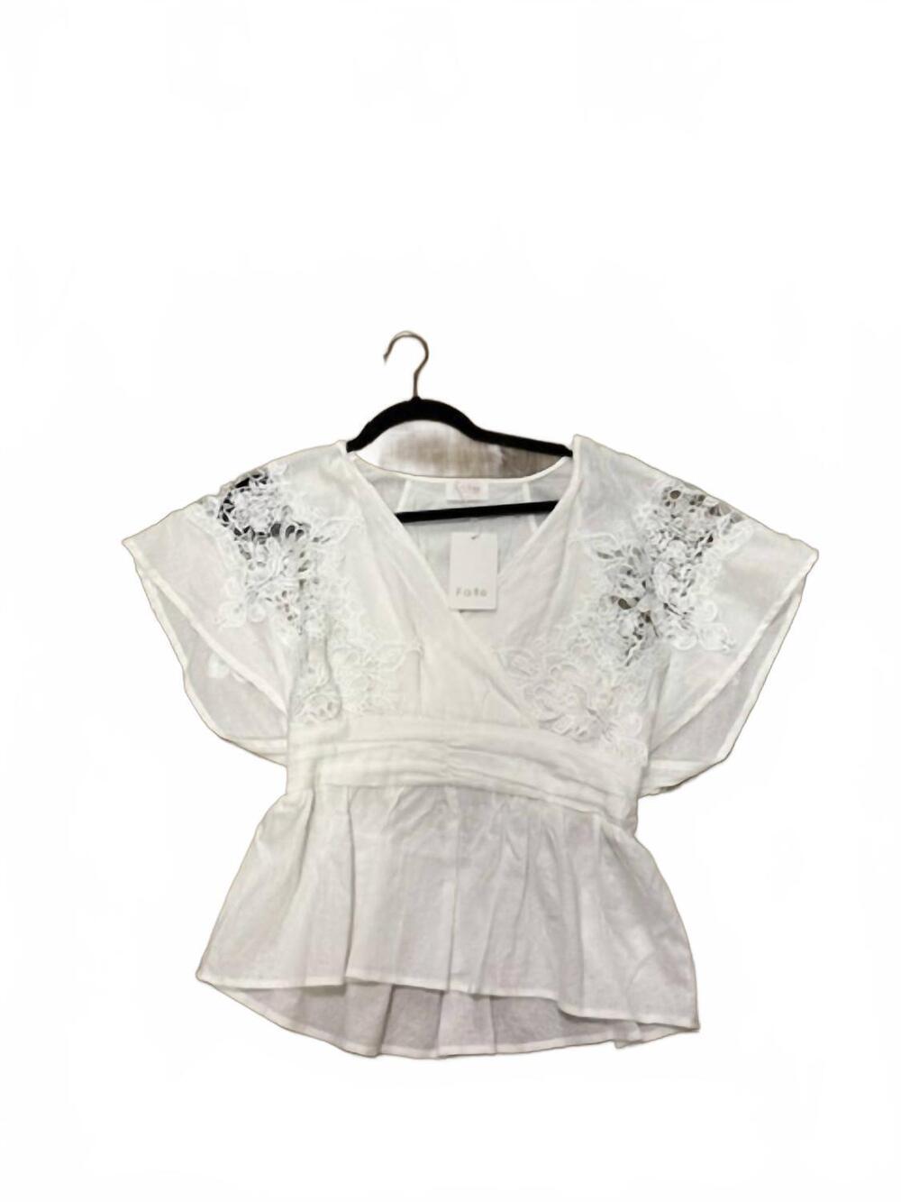 NEW FATE women's peplum top in white